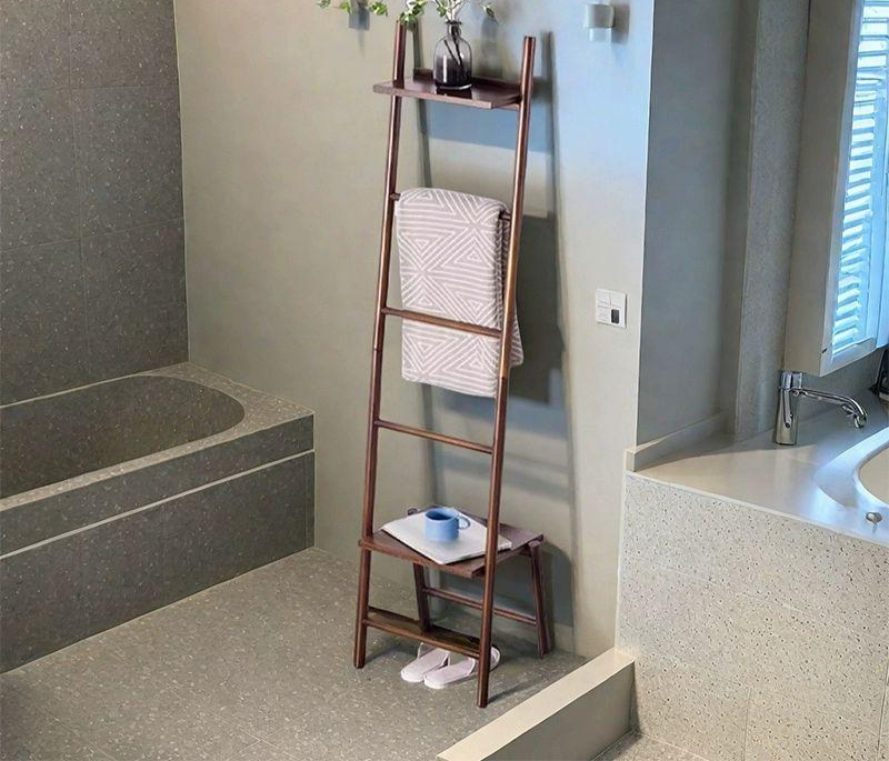 원목수건걸이 타월 수건걸이 수건 타올 진열대 사슴 서랍형 호두색 선반 옷걸이 엔틱 화장실 힌지 아치형 사슴 월넛컬러 - 상품 이미지