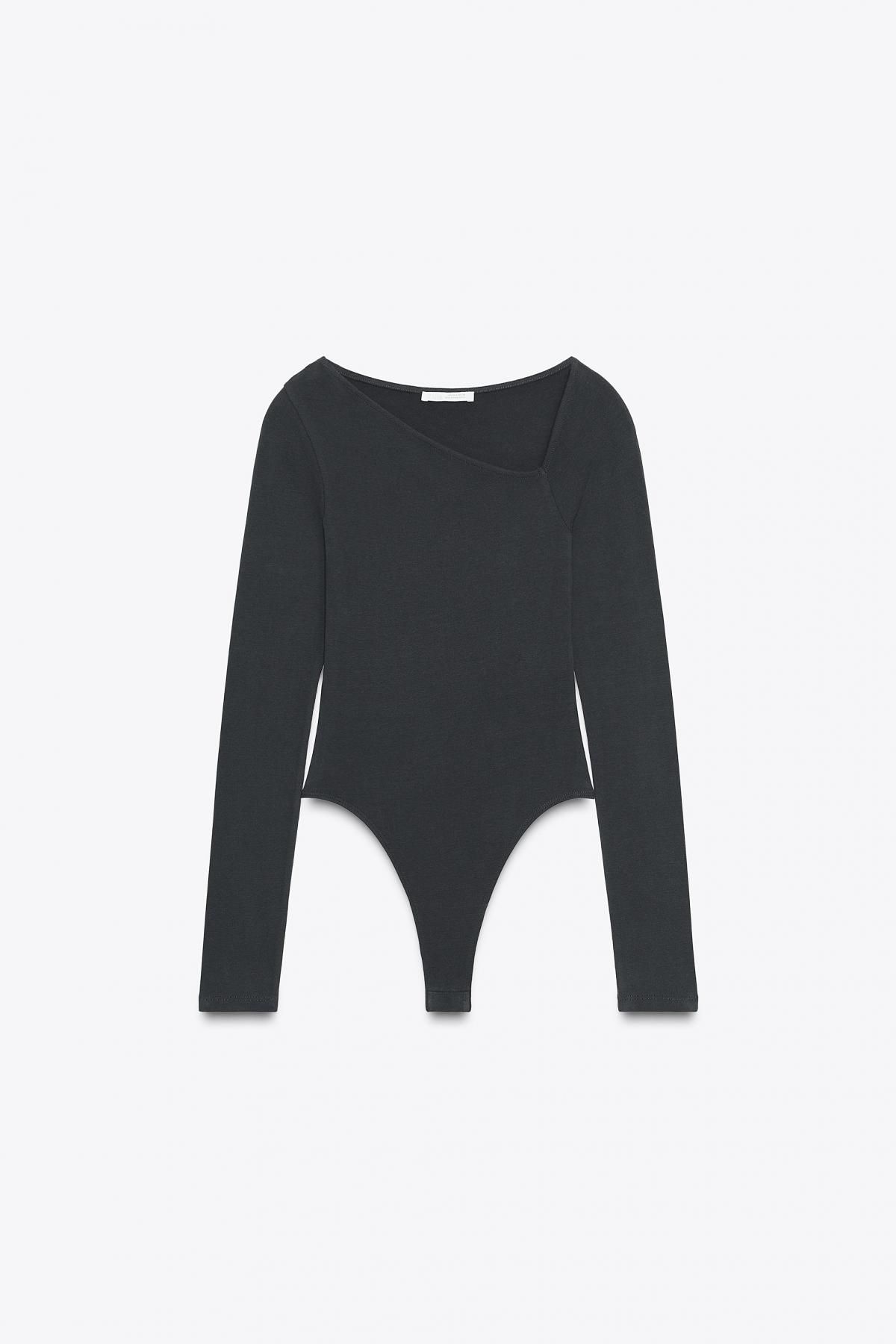 자라 미니멀 비대칭 긴팔 바디수트 4174/825 CHARCOAL GREY - 메인 이미지