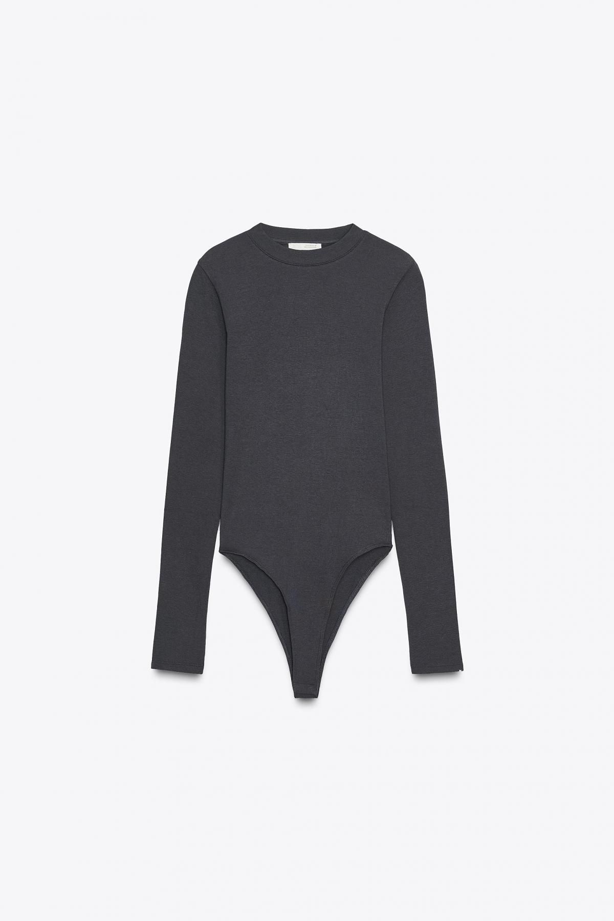 자라 베이직 코튼모달 라운드넥 긴팔 바디수트 3641/838 CHARCOAL GREY - 메인 이미지