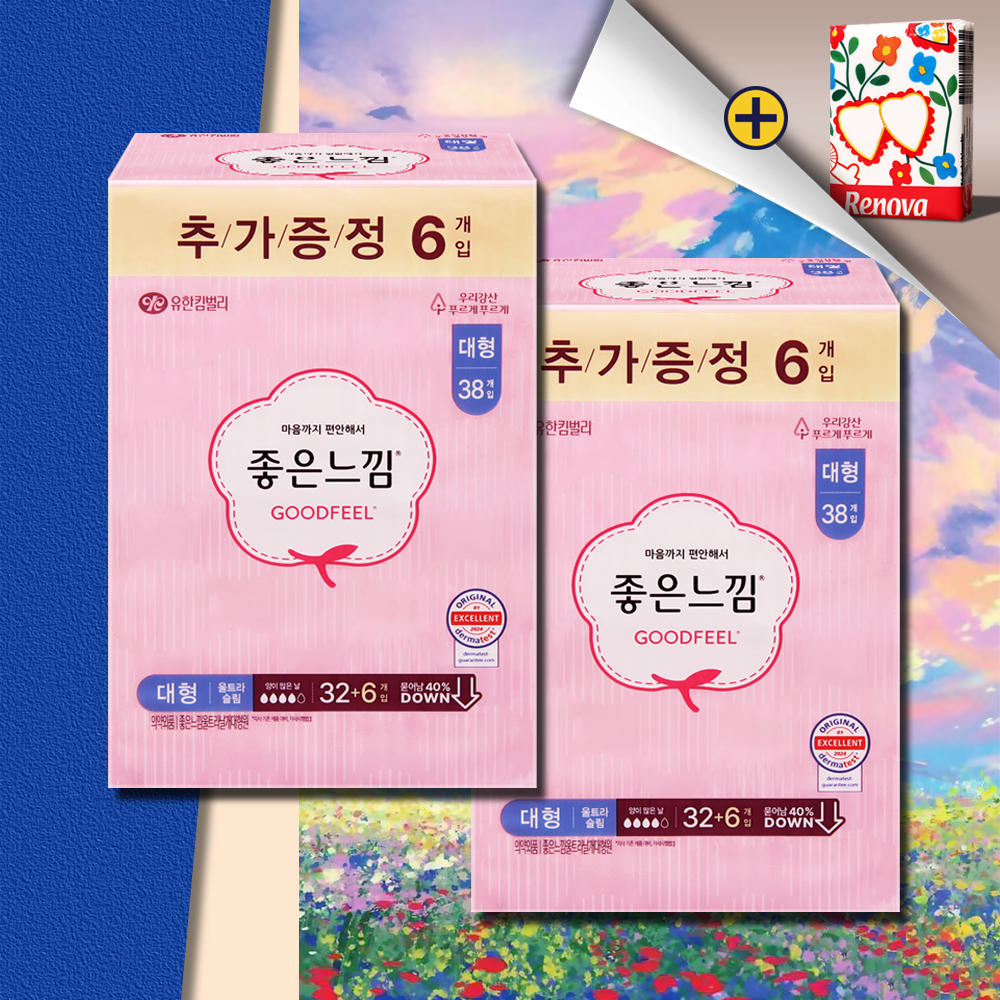 좋은느낌 대형 울트라슬림 생리대 38매 2팩 - 메인 이미지
