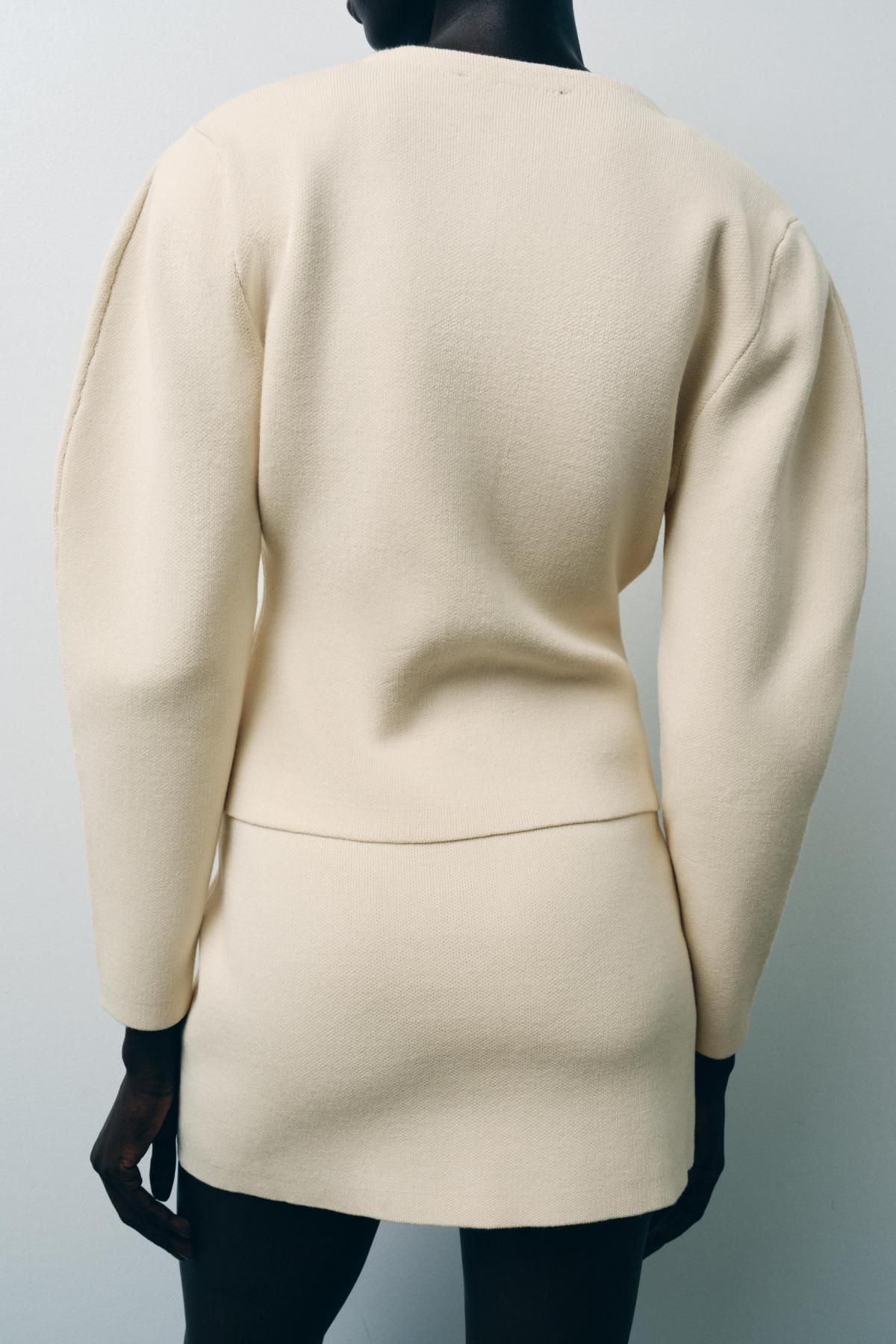 자라 하이웨이스트 니트 미니 스커트 5536/107 BEIGE - 상세 이미지 4