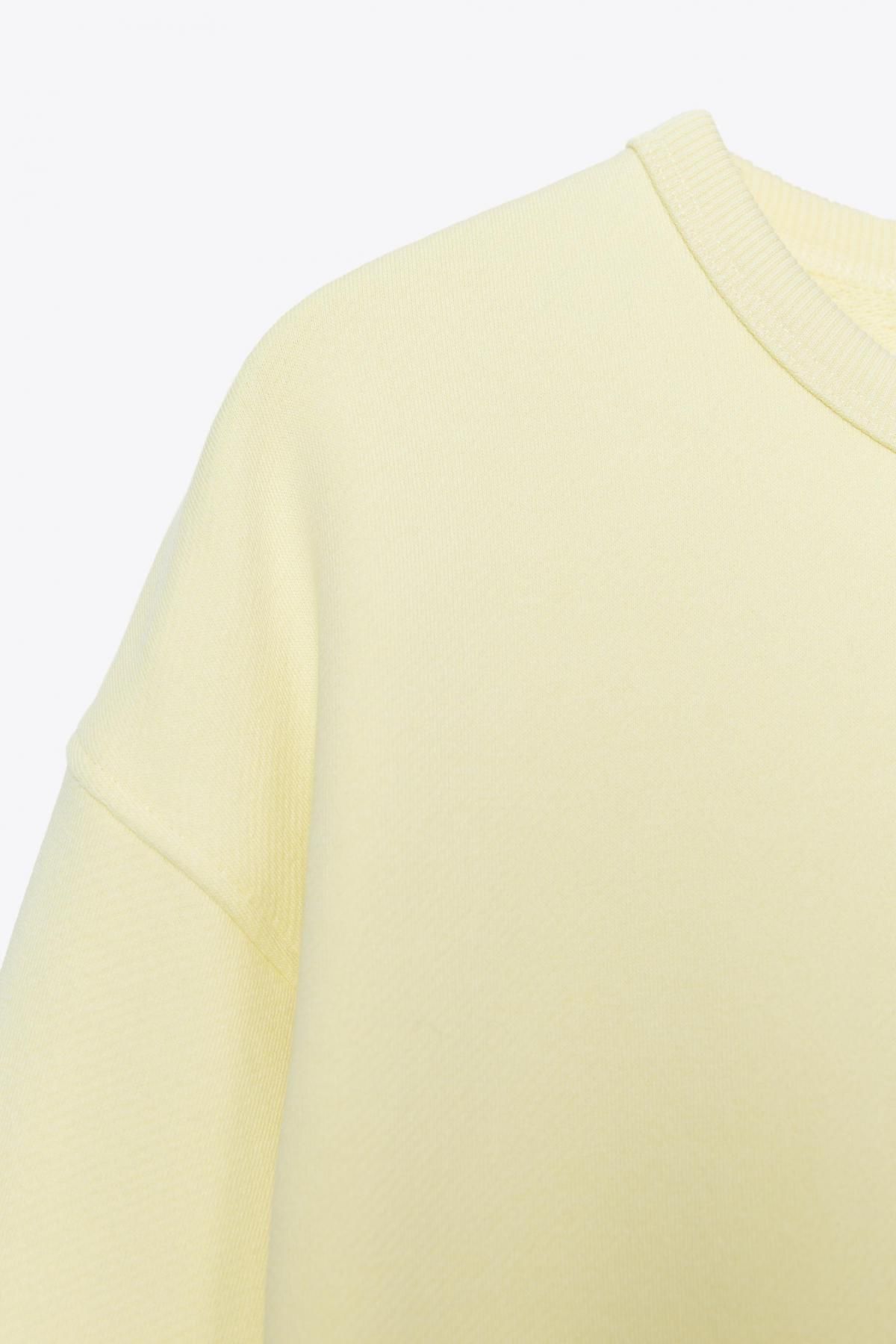 자라 오트밀 라운드넥 골지 스웨트셔츠 4174/672 LEMON YELLOW - 상세 이미지 3