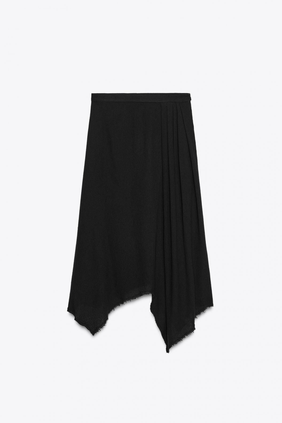 자라 테크니컬 울블렌드 비대칭 미디 스커트 8825/733 BLACK - 메인 이미지