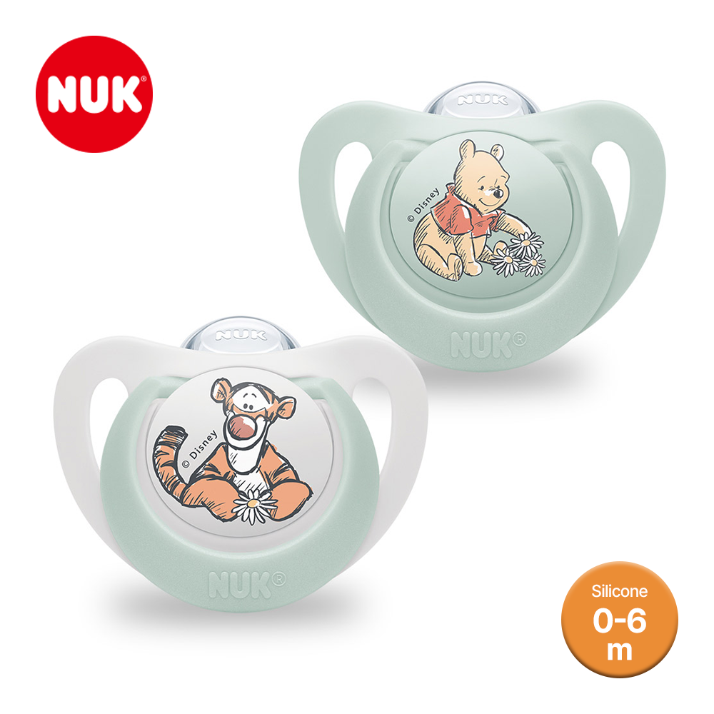 누크 디즈니 쪽쪽이 2개입 보관케이스 포함 S1 (0-6개월), 푸+티거