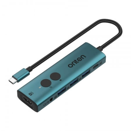FW098 Coms C타입멀티허브USB3.0+PD3.0+HDMI4K+3.5mm모니터onoff+음소거기능
