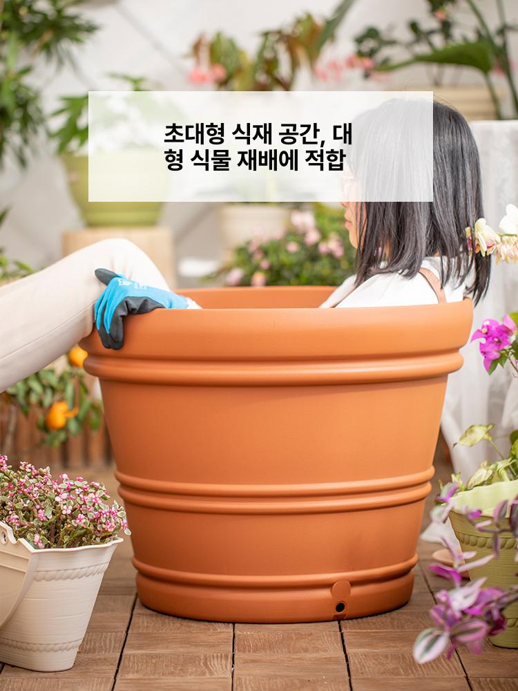 대형 화분 튼튼한 분갈이 가정용 상추키우기 조경 다라이 옥상 텃밭 다용도 베란다 정원 14번 27L 41.7cm 브라운 레진 단일 화분 - 상세 이미지 3