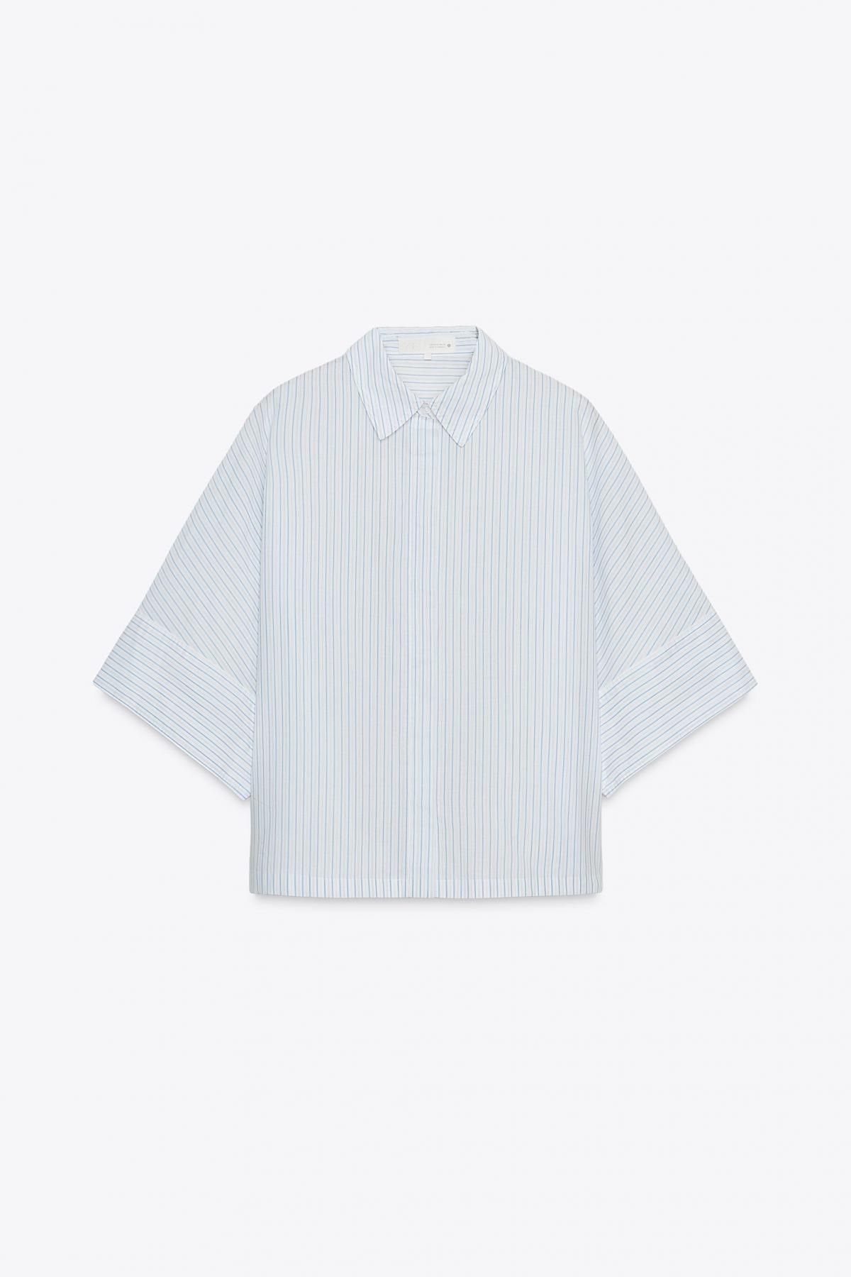 자라 오버핏 스트라이프 포플린 반팔 셔츠 4786/157 STRIPED - 메인 이미지