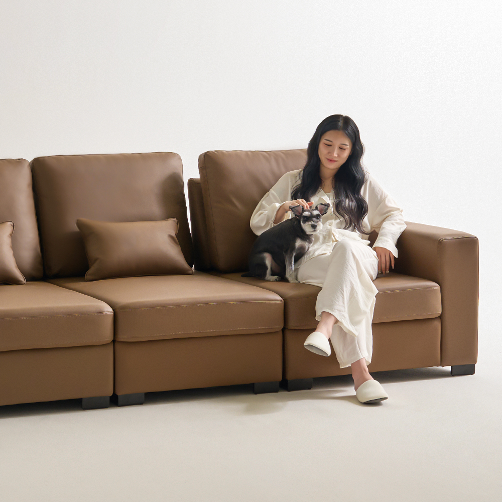 모디온 3인용 쇼파 우형 스윙 가죽쇼파 소파베드