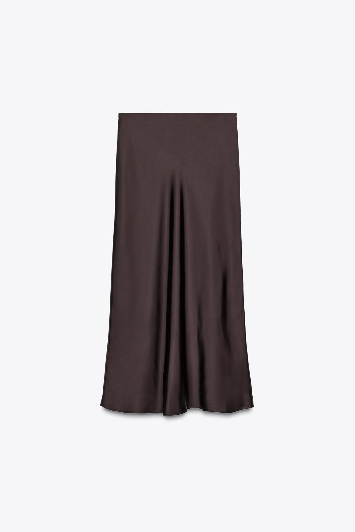 자라 새틴 미디 하이웨이스트 스커트 8338/537 DARK AUBERGINE - 상세 이미지 2
