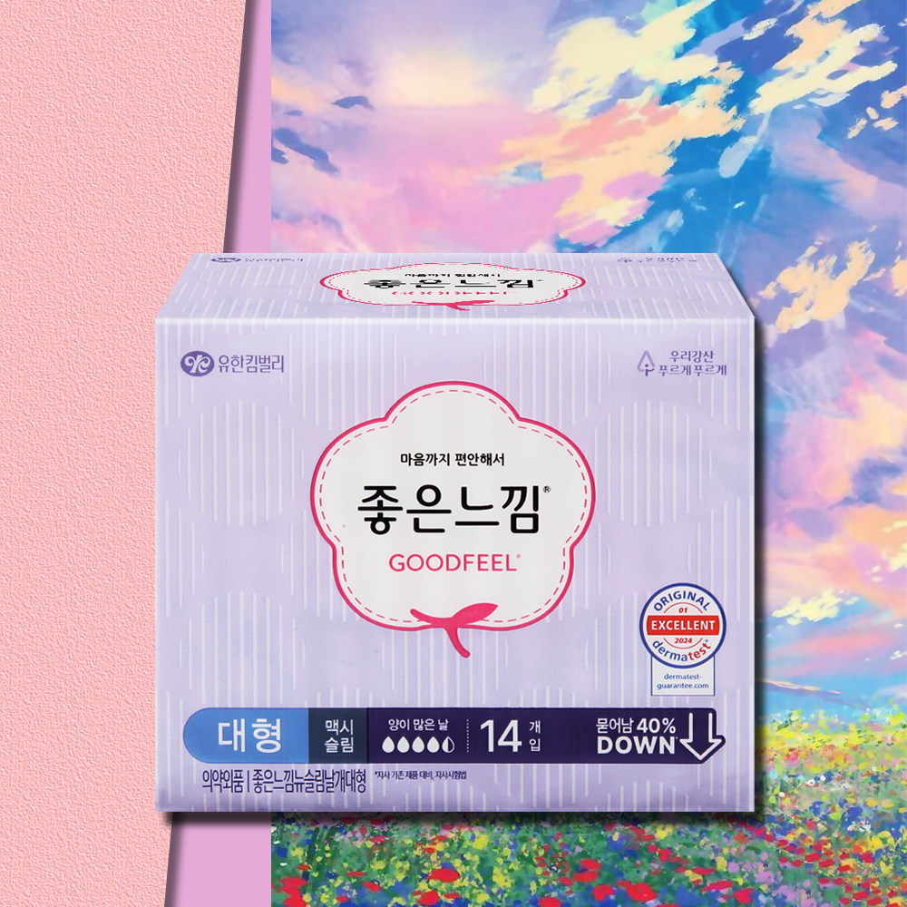 좋은느낌 대형 맥시슬림 생리대 14매 1팩 - 상품 이미지