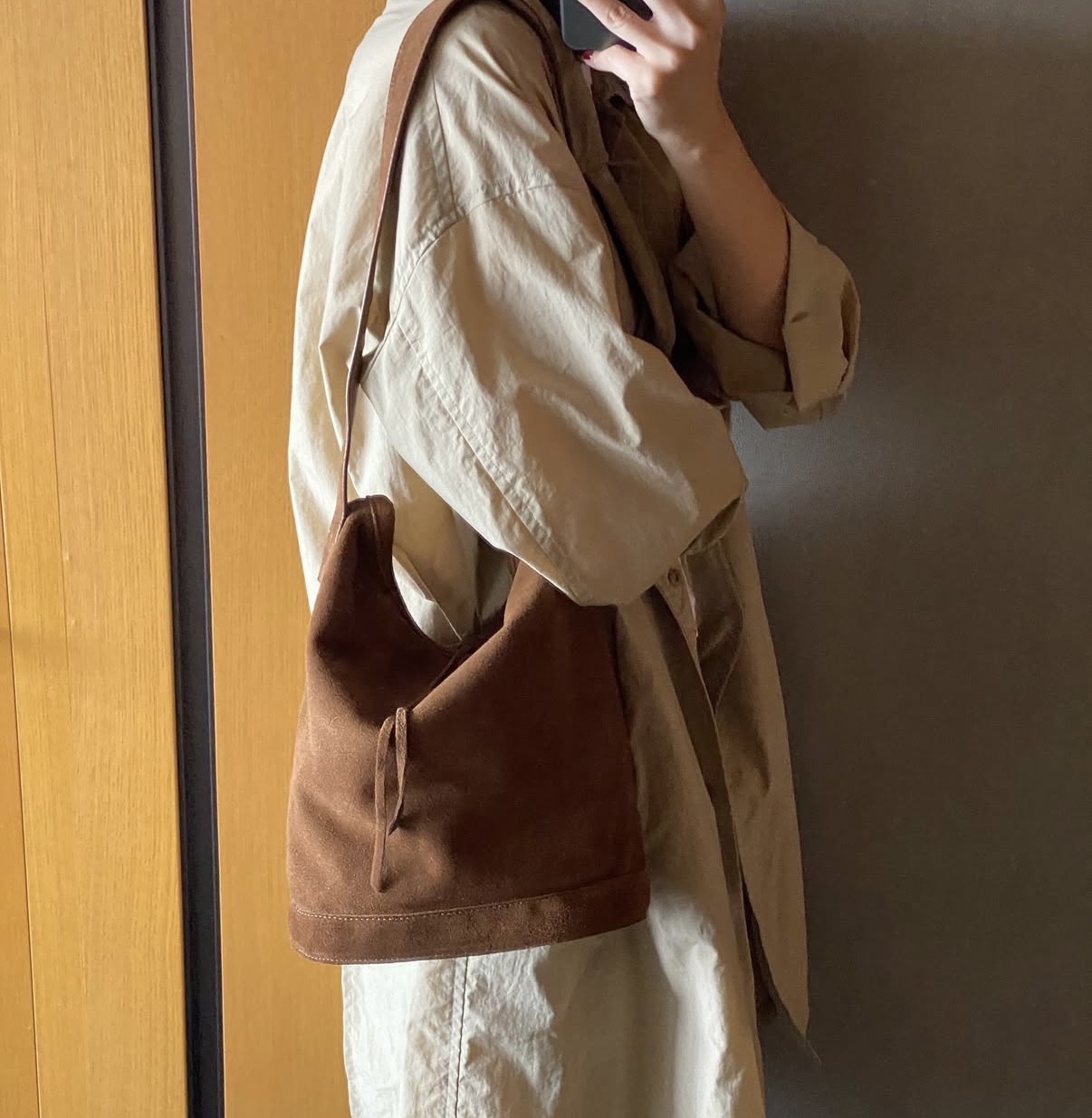 블랑 무드 스웨이드백 데일리 숄더 버킷 호보백 - 상품 이미지