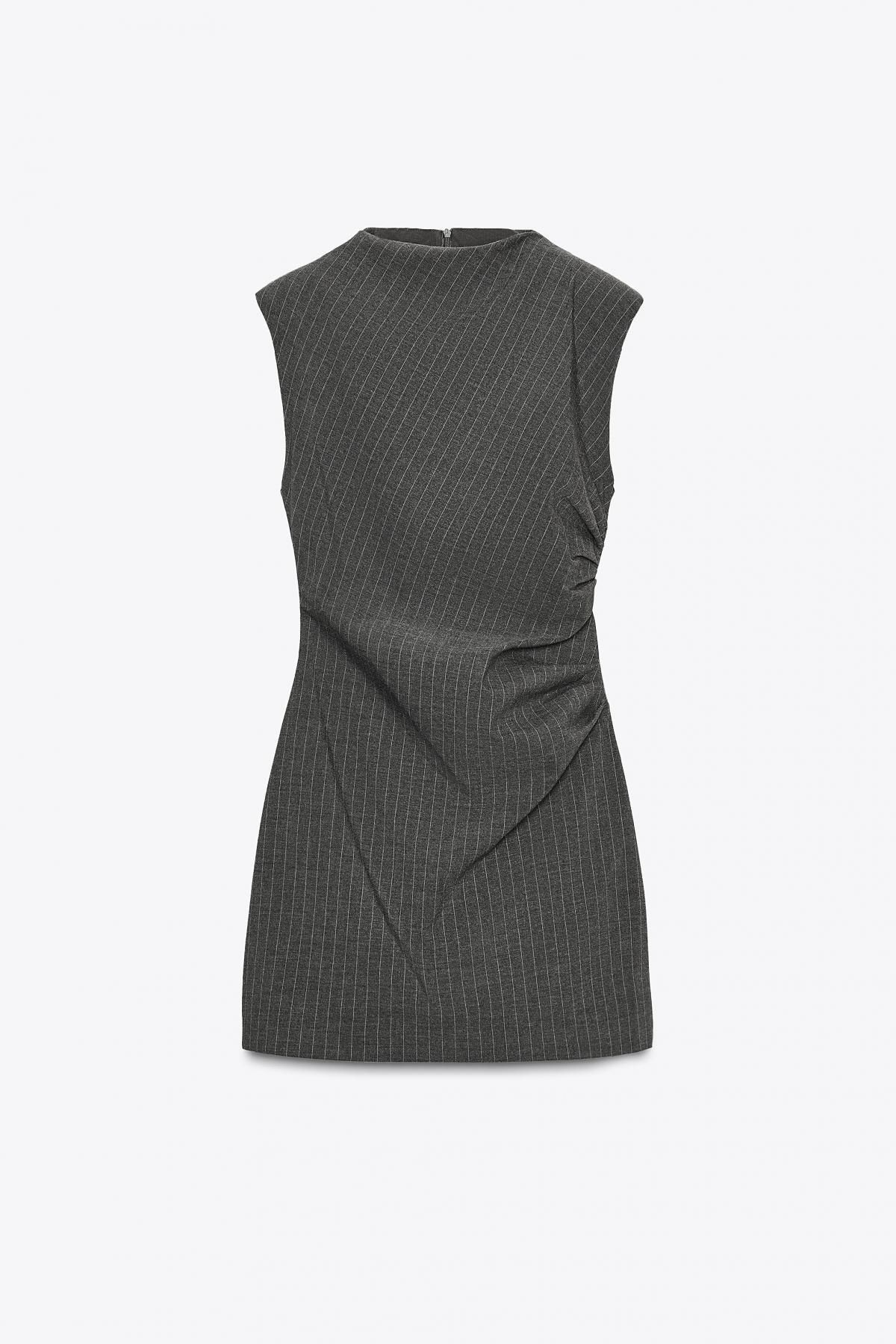 자라 모던 어깨패드 셔링 미니 원피스 3067/258 ANTHRACITE GREY - 메인 이미지