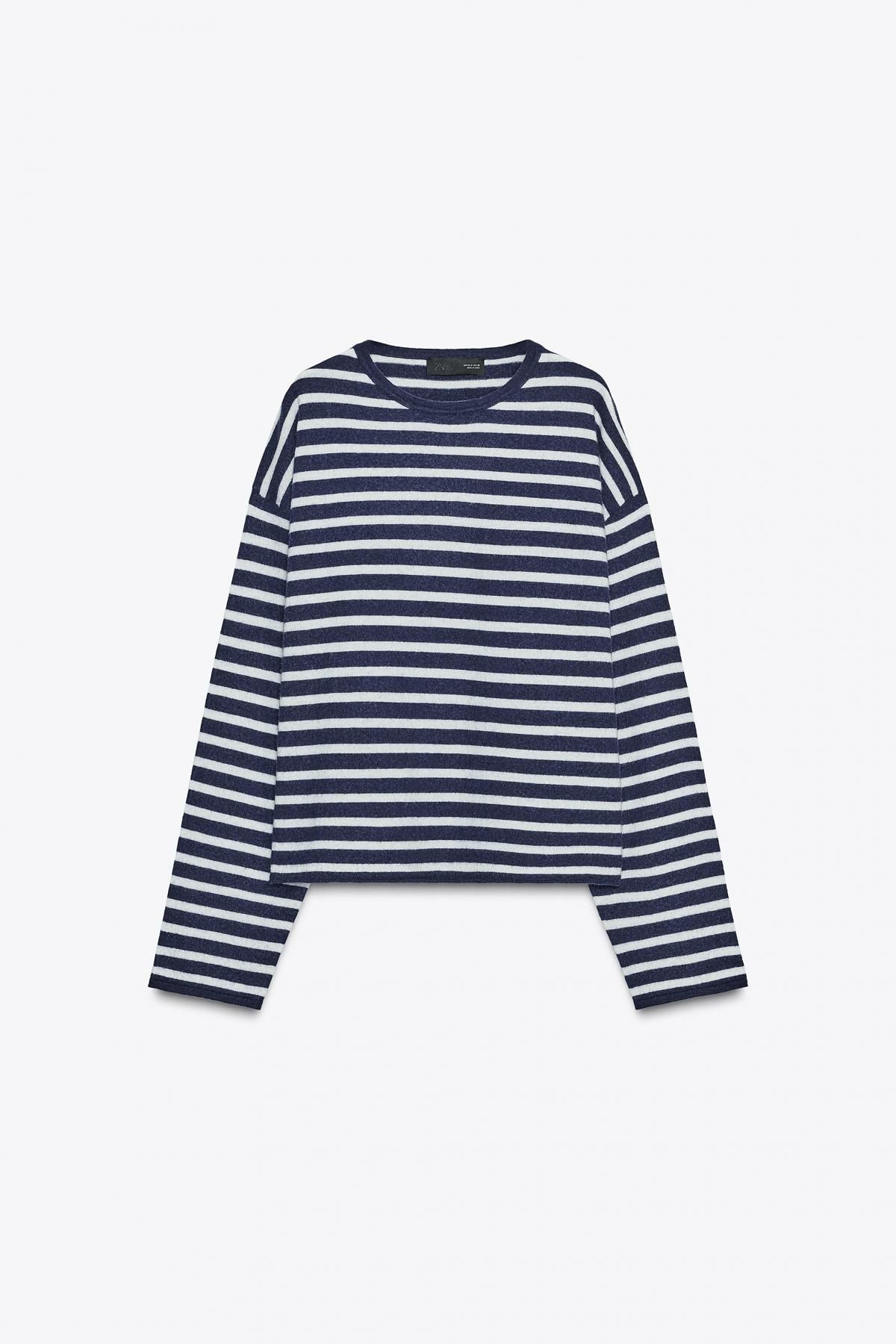 자라 스트라이프 라운드넥 100울 니트 스웨터 9598/131 STRIPED - 상품 이미지