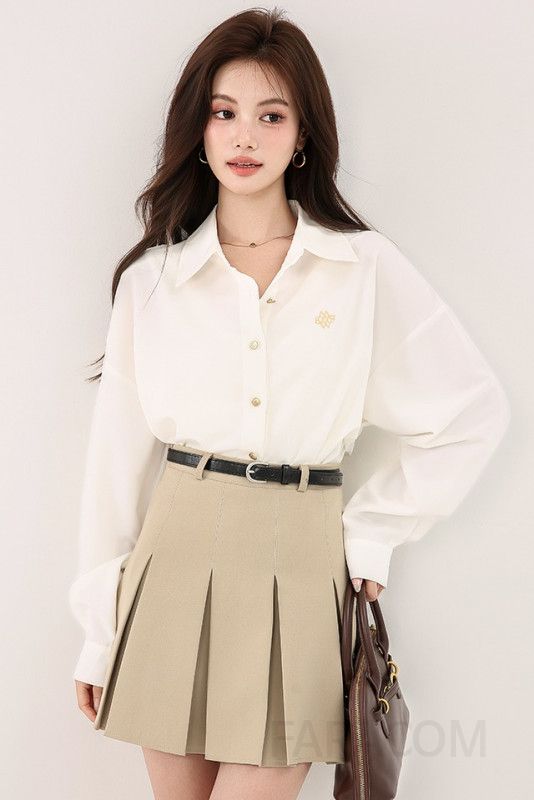 여성 슬림핏 코튼 긴팔 셔츠 가을용 캐주얼 스타일 구김 없는 흰색 상의 데일리 오피스 활용도 좋은 셔츠 - 상세 이미지 5