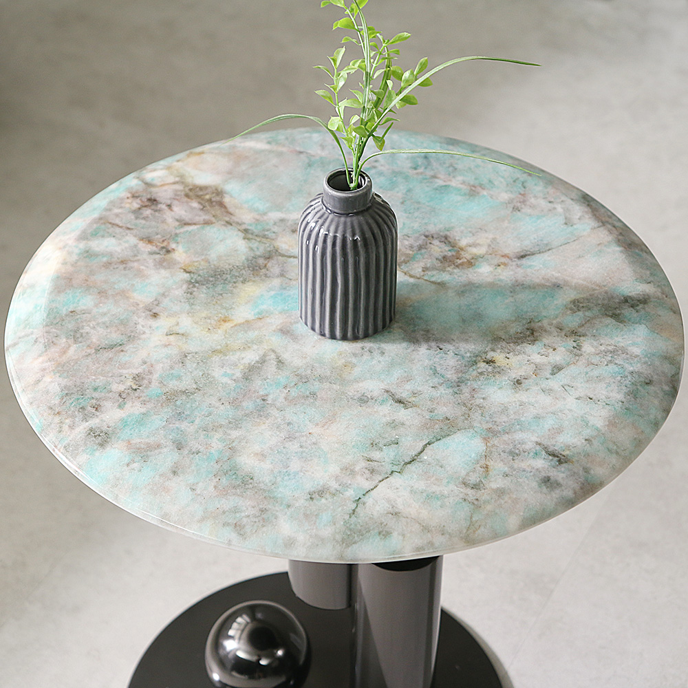 스코나 마키아 스텐 스틸 대리석 원형 듀얼 거실 소파 테이블 S