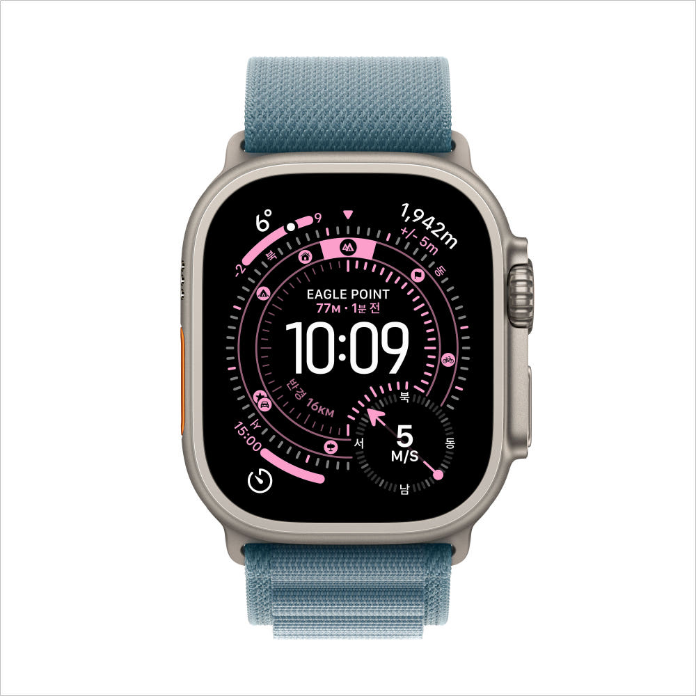 애플 애플워치 울트라 3 셀룰러 내추럴 티타늄 49mm 라이트블루 알파인 루프