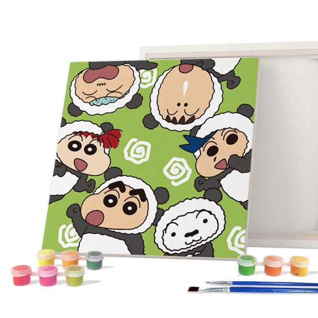 짱구 그림그리기 유화그리기 세트 DIY 25x25cm 짱구와 떡잎마을 방범대