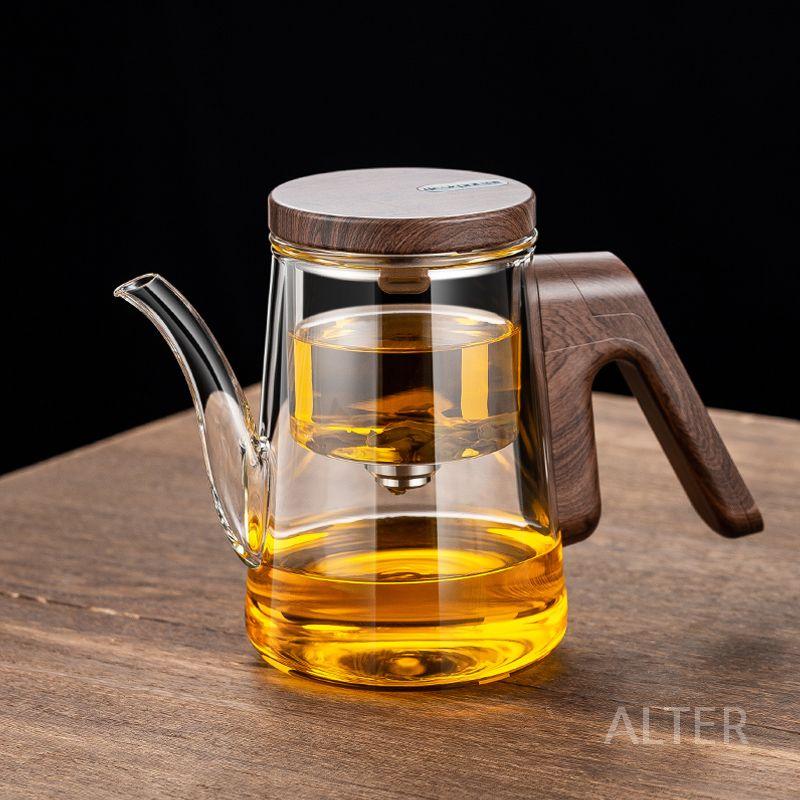 내열 다관 숙우 보이차 유리 티메이커 홍차 티팟 회전 자석 흡입컵 짧은 입 500ml - 상세 이미지 5