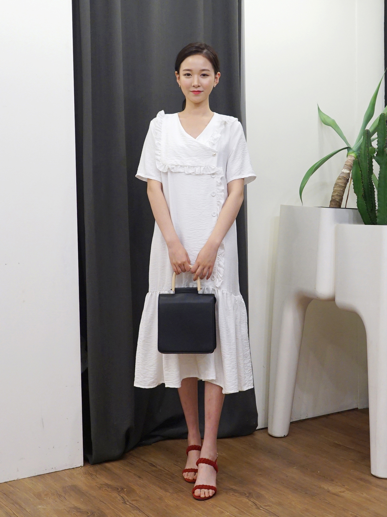 더블 진주버튼 롱원피스 이미지 2