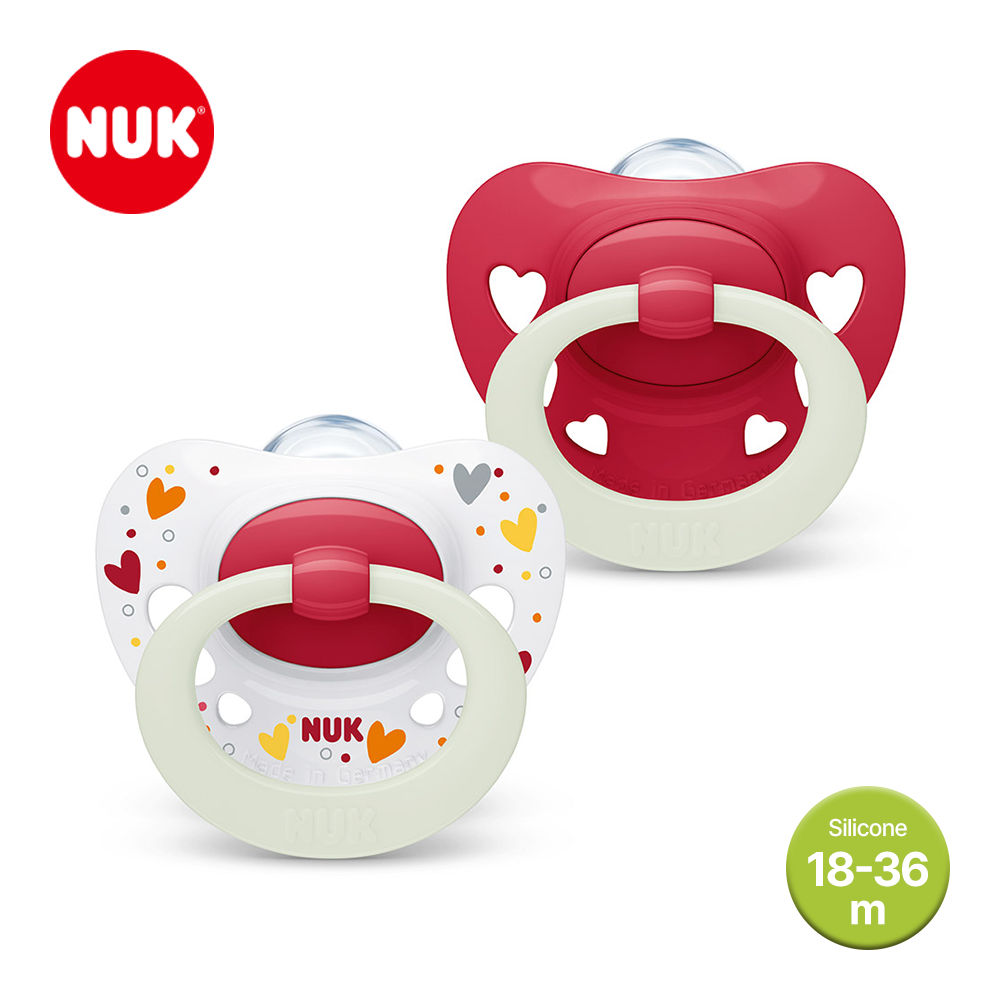 누크 시그니처 야광 쪽쪽이 2개입 보관케이스 포함 S3 (18-36개월), 레드