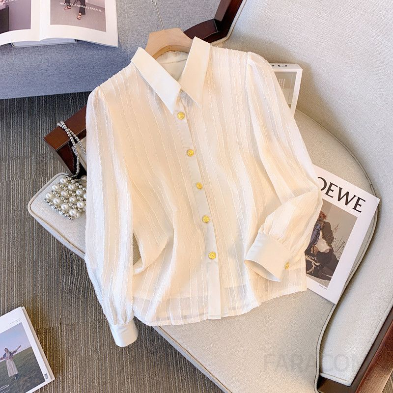 여성 쉬폰 블라우스 가을 긴팔 셔츠 스타일리쉬한 이너웨어 고급스러운 디자인 캐주얼한 상의 데일리 아이템