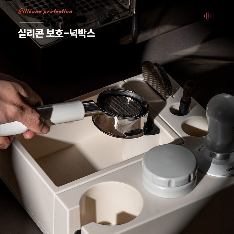 커피넉박스 템핑스테이션 포터필터 거치대 커피찌꺼기통 브라운 / 미니 우드톤 ABS - 상세 이미지 3