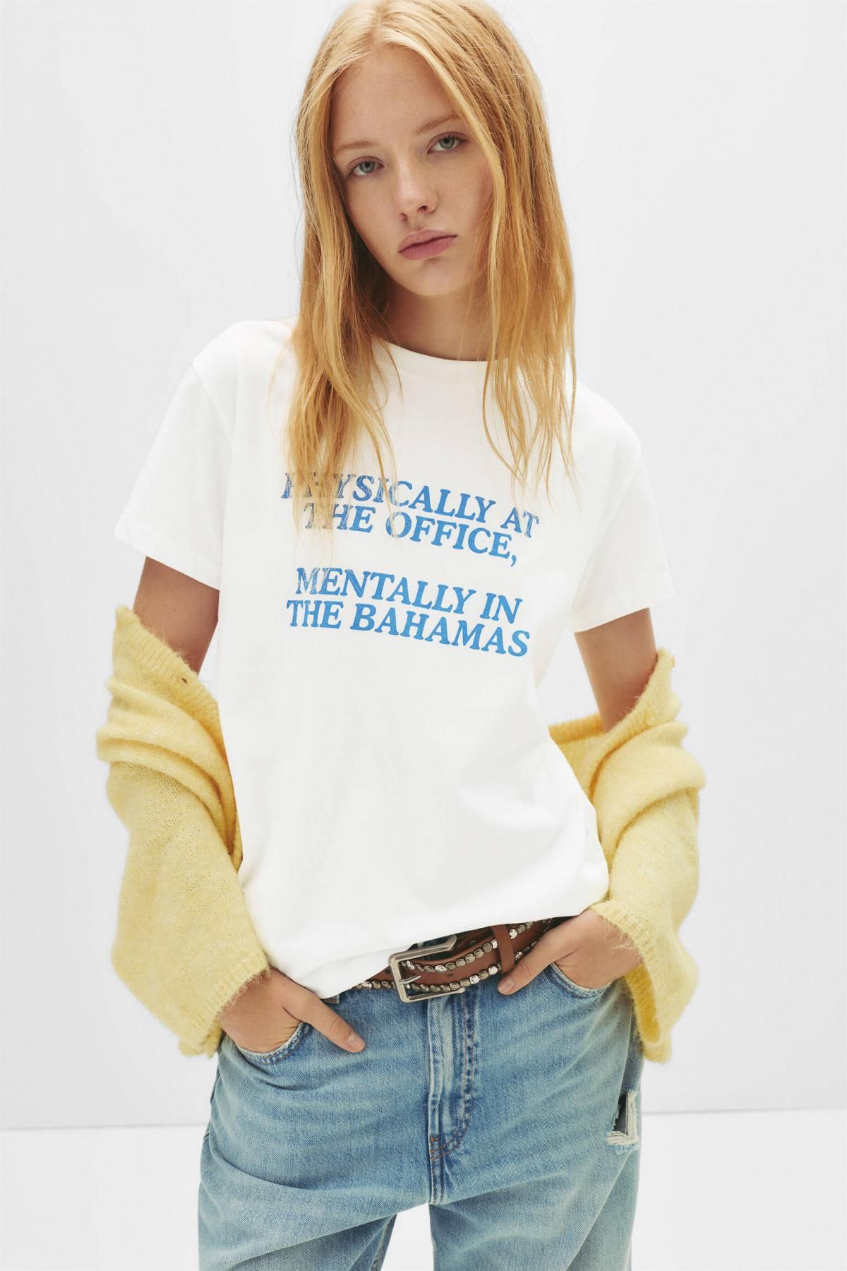 풀앤베어 코튼 레터링 크루넥 반팔 티셔츠 7153/308 ICE - 상세 이미지 5