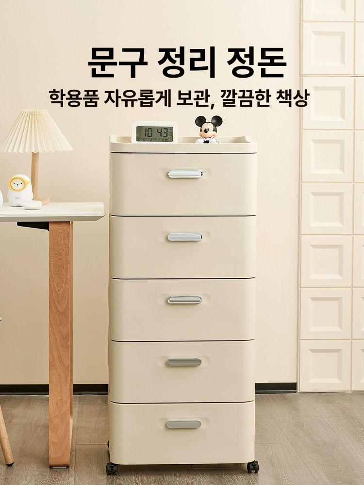 사무실 이동식 서랍장 수납장 이동서랍 파일 데스크 대형 3층 면폭 35.2cm 두께 조립 - 상세 이미지 3