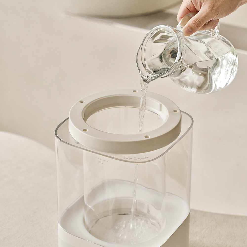 프롬비 퓨어글래스 무드등 대용량 가열식가습기 4L GL-2402 화이트