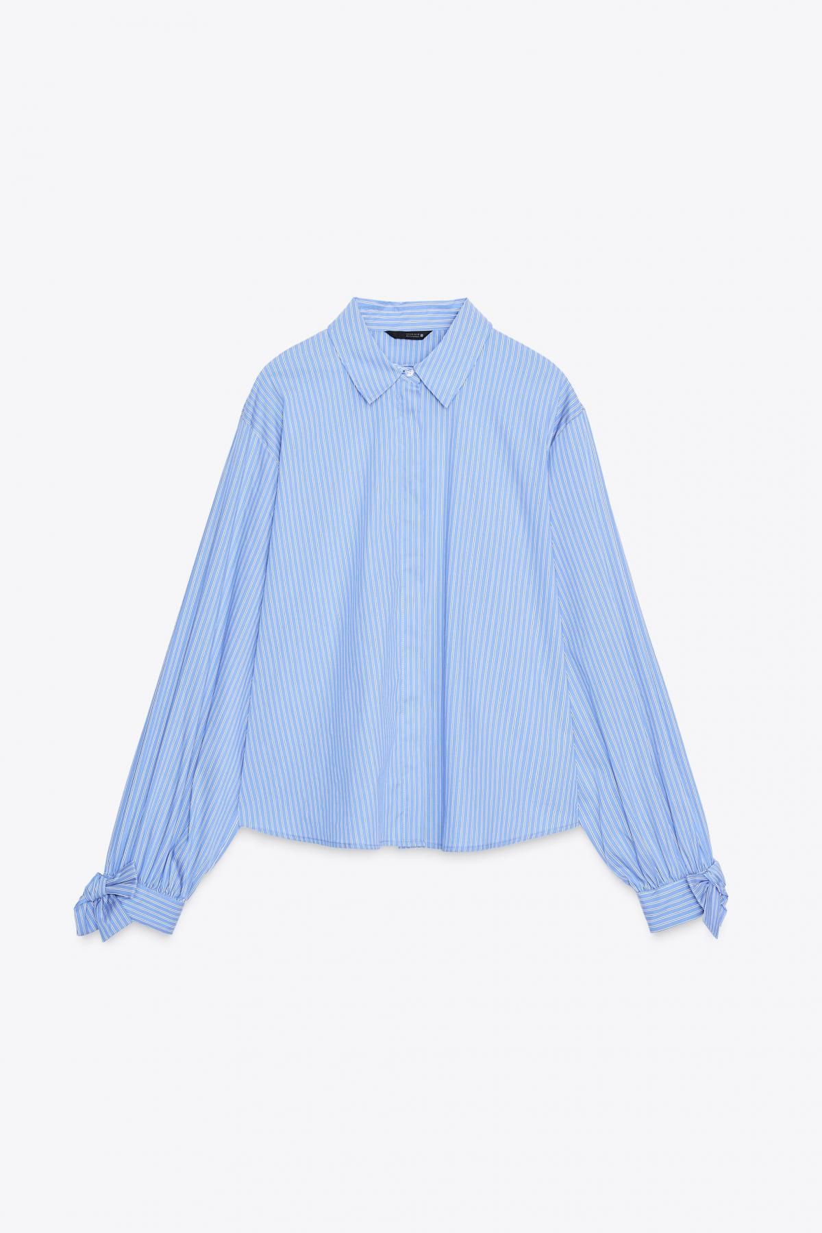 자라 테크니컬 스트라이프 타이 포플린 셔츠 7969/229 BLUE/WHITE - 상품 이미지