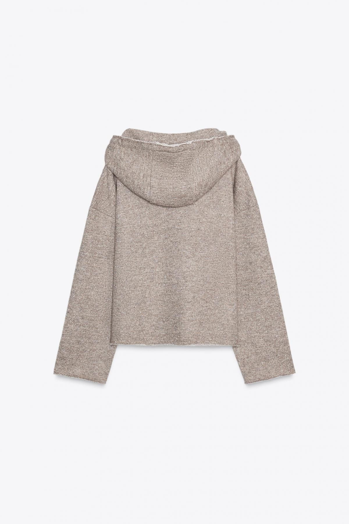 자라 루스핏 라운드넥 러스틱 후드 스웨트셔츠 1223/462 BROWN / TAUPE - 상세 이미지 4