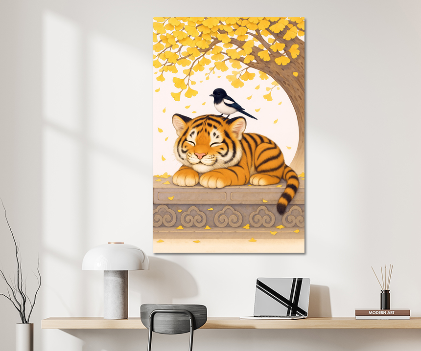 아기 호작도 호랑이 까치 그림 풍수 거실 현관 액자 가게오픈선물 중형 이미지 8