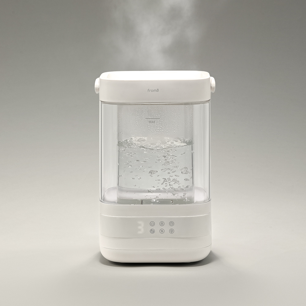 프롬비 퓨어글래스 무드등 대용량 가열식가습기 4L GL-2402 화이트