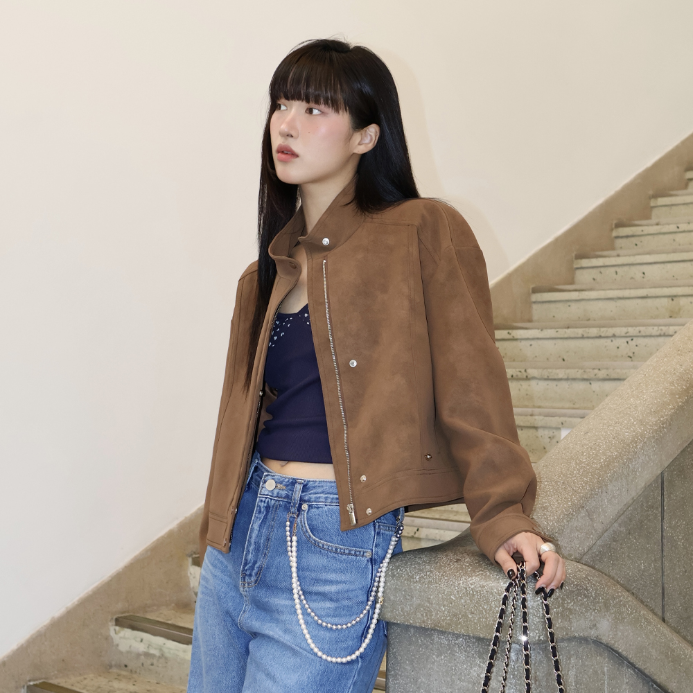 [엽페] 스웨이드 블루종 자켓 브라운 - 상세 이미지 2