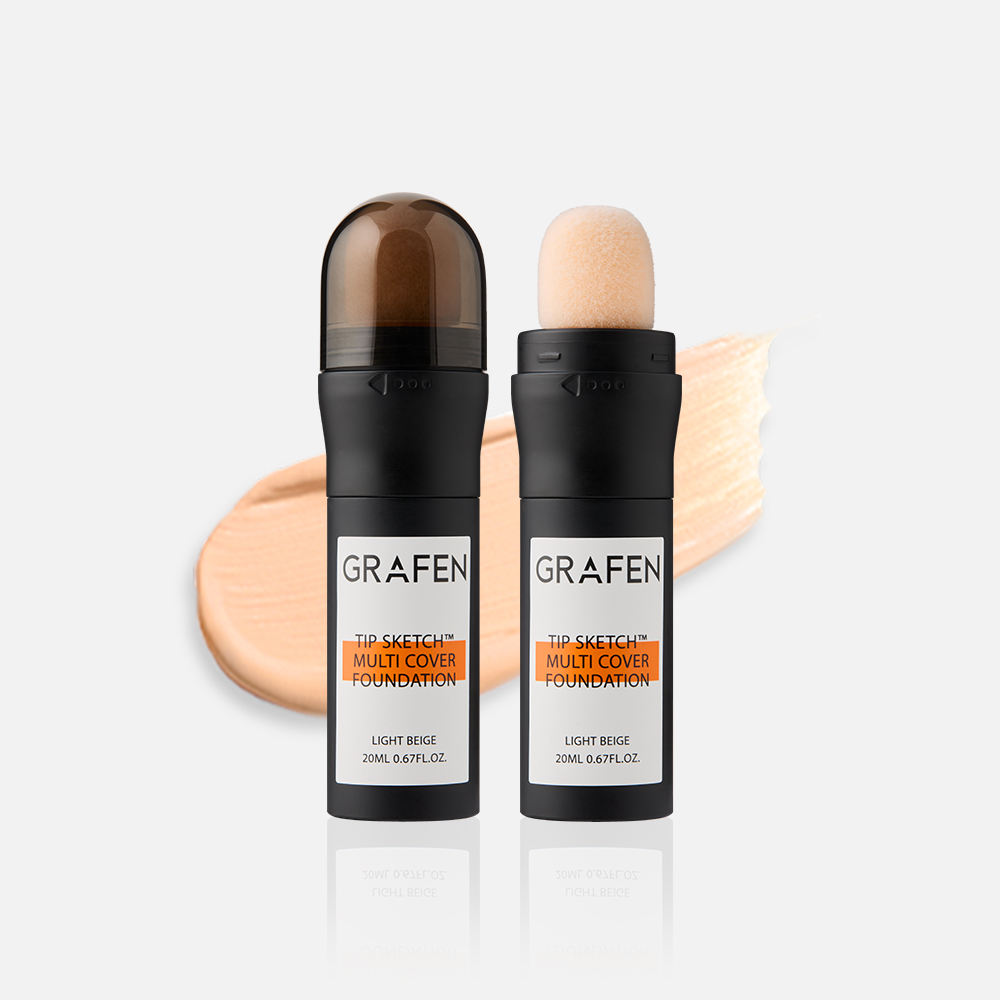 [톤커버로션10ml 증정] 그라펜 팁스케치 멀티 커버 파운데이션 20ml SPF+PA+++ 21호 라이트베이지 2개 - 상품 이미지
