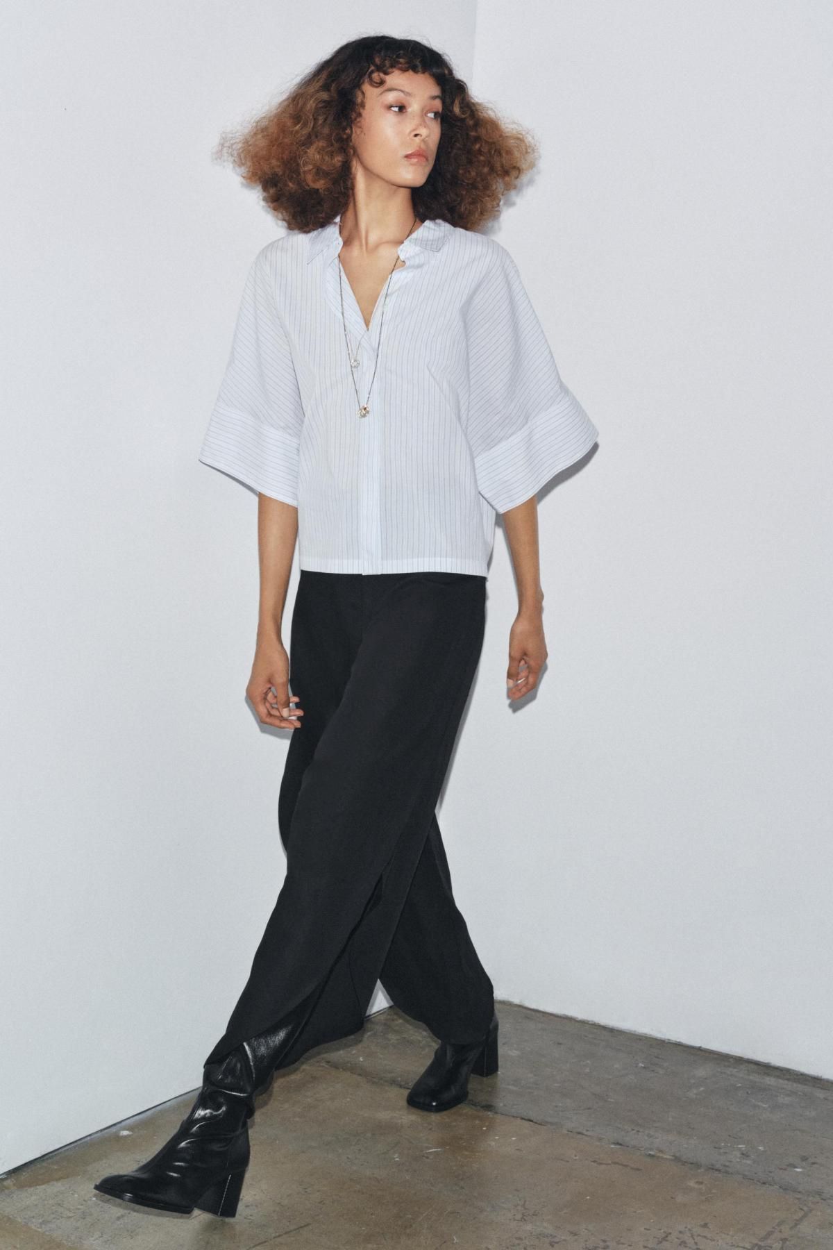 자라 오버핏 스트라이프 포플린 반팔 셔츠 4786/157 STRIPED - 상세 이미지 5
