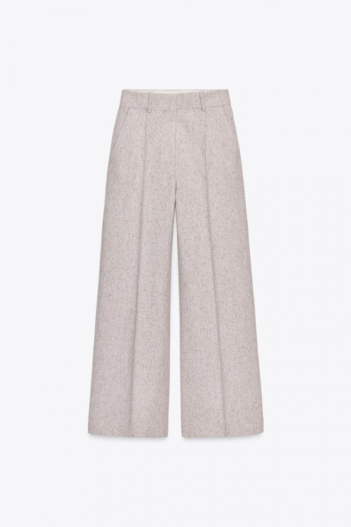 자라 테크니컬 울 혼방 스트럭처 와이드 팬츠 4043/252 BEIGE - 상세 이미지 5