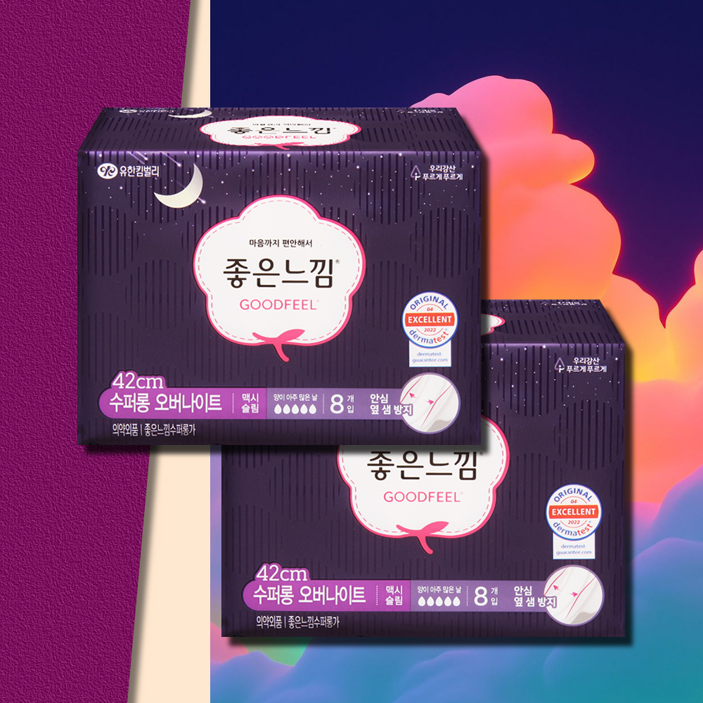 좋은느낌 수퍼롱 오버나이트 맥시슬림 생리대 8매 2팩 - 상품 이미지