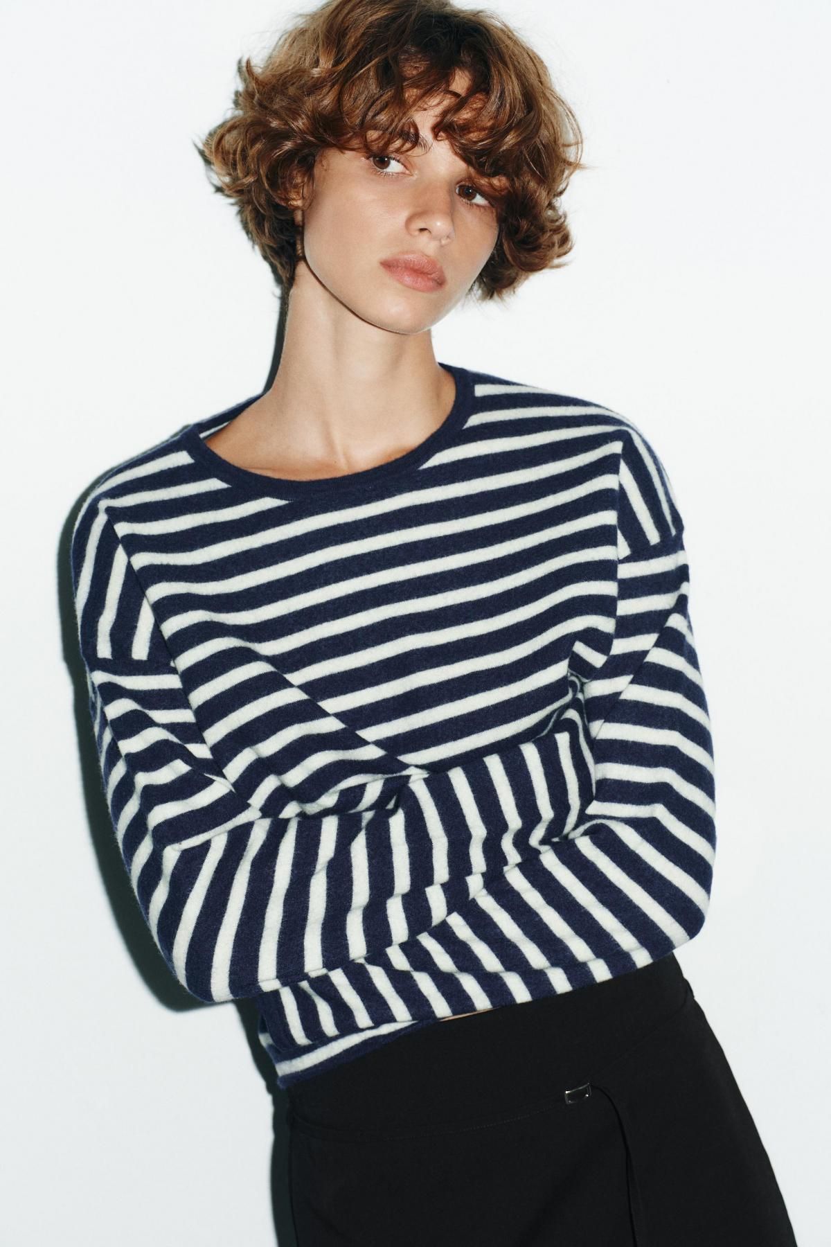 자라 스트라이프 라운드넥 100울 니트 스웨터 9598/131 STRIPED - 상세 이미지 3