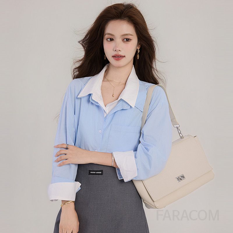 여성 여성 루즈핏 코튼 긴팔 셔츠 가을 데일리 캐주얼 스타일 구김없는 편안한 착용감 남녀공용 데이트룩 오버핏 - 상세 이미지 4