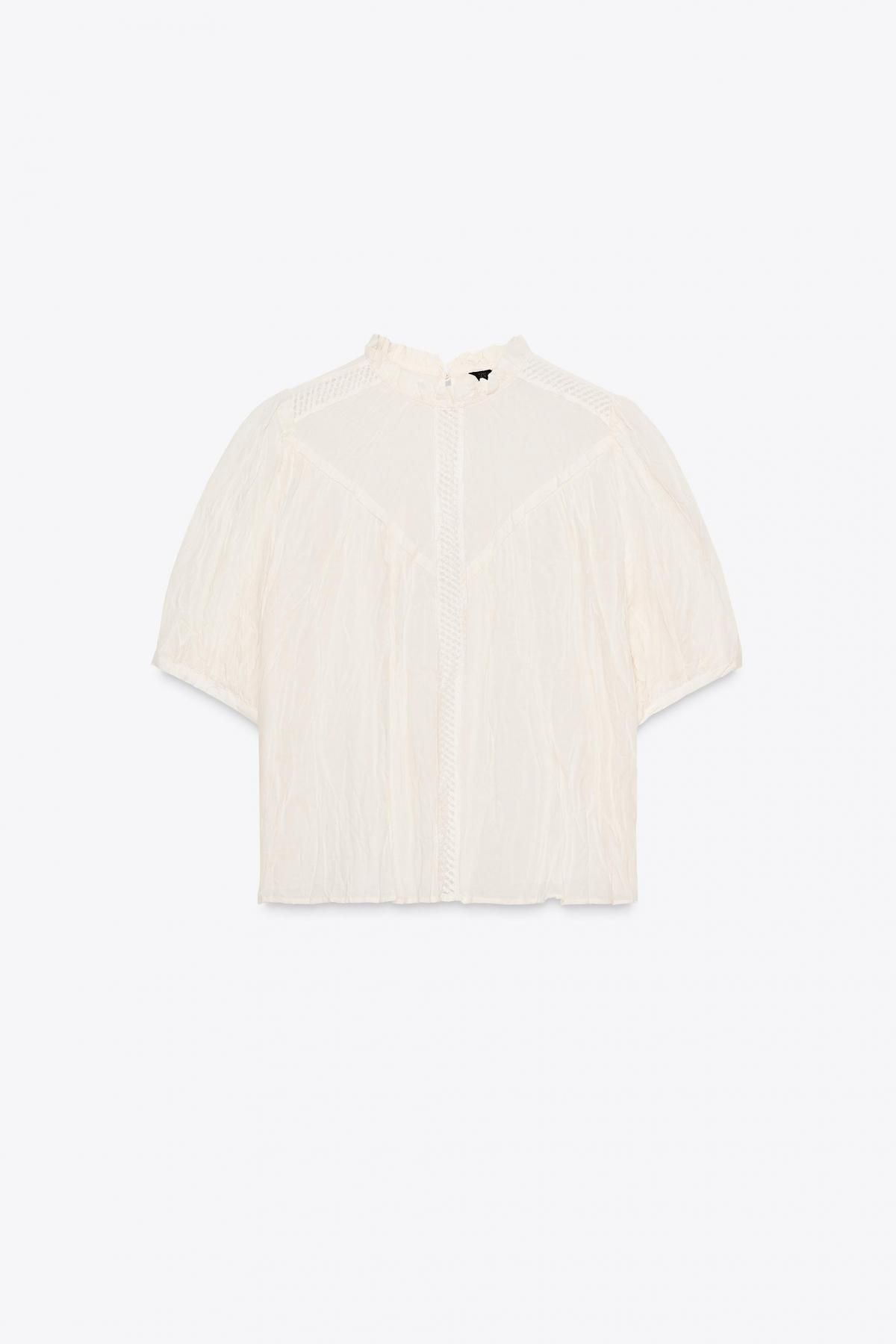 자라 러스틱 인서트 블라우스 3666/169 ECRU