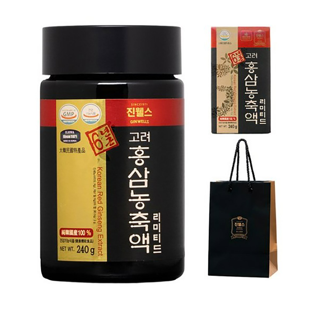 진웰스 6년근 고려홍삼농축액 리미티드 + 쇼핑백 진세노사이드 36mg 240g, 1개 - 메인 이미지