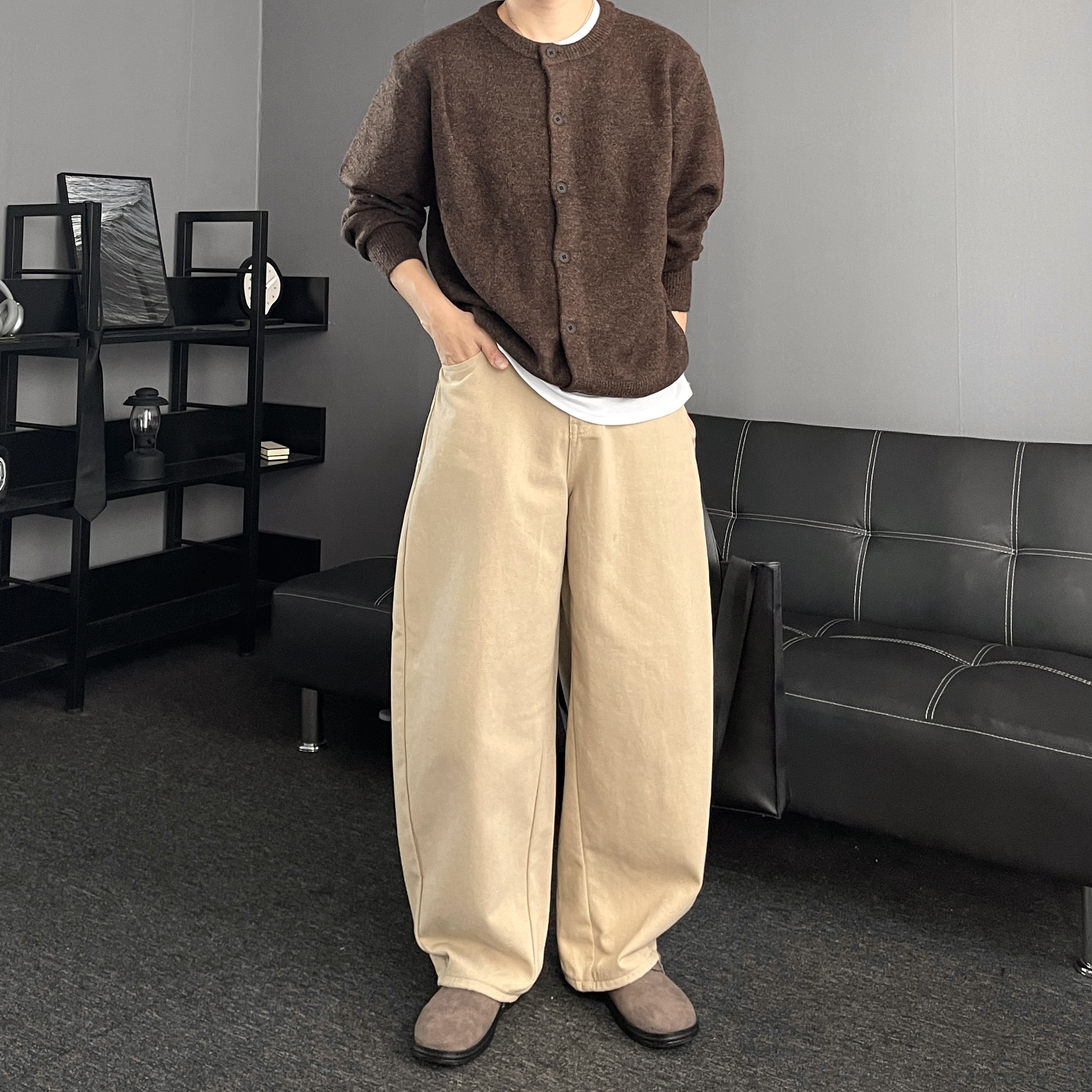 남자울가디건 남자라운드가디건 - 상세 이미지 3