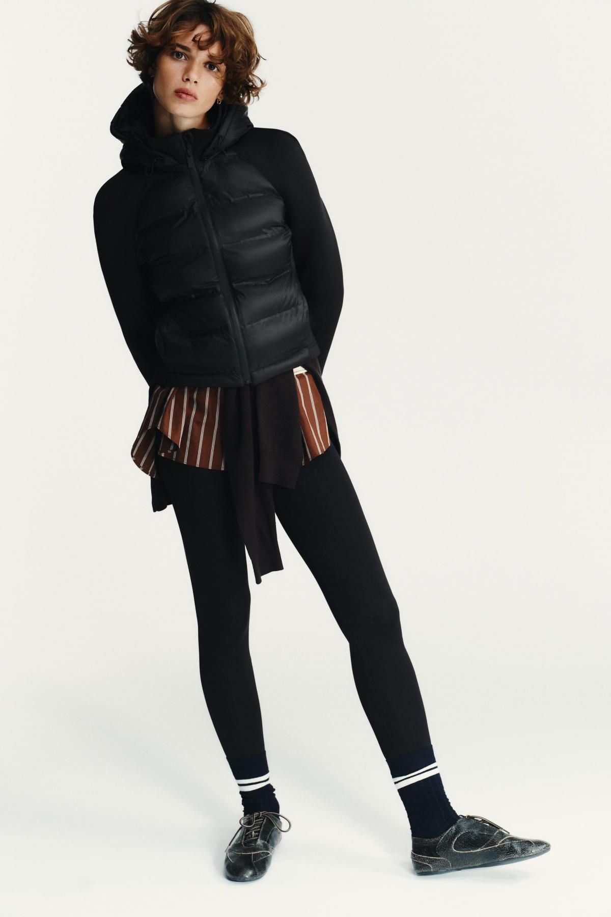 자라 테크니컬 하이넥 집업 패딩 콤비 재킷 4391/810 BLACK - 상세 이미지 2