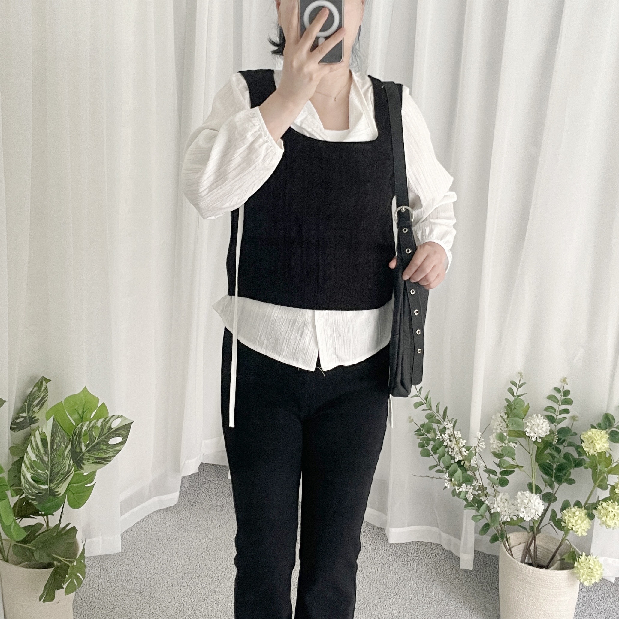 뷔스티에조끼 니트뷔스티에 스퀘어넥세미크롭조끼 이미지 6