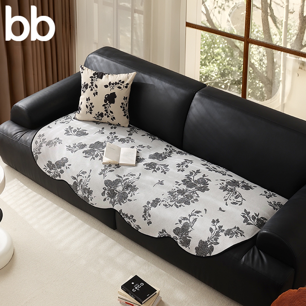 1인용 쇼파커버 트위드 패드 러그 쇼파패드 2인용 소파 패브릭 사계절 리클라이너 분리형 블랙+화이트 150cm - 상세 이미지 2