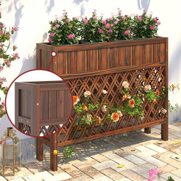 정원 울타리 화분 테라스 넝쿨 마당 주택 가림막 원예 부식방지 탄화 두꺼운 80x25x90cm 대형 - 상품 이미지