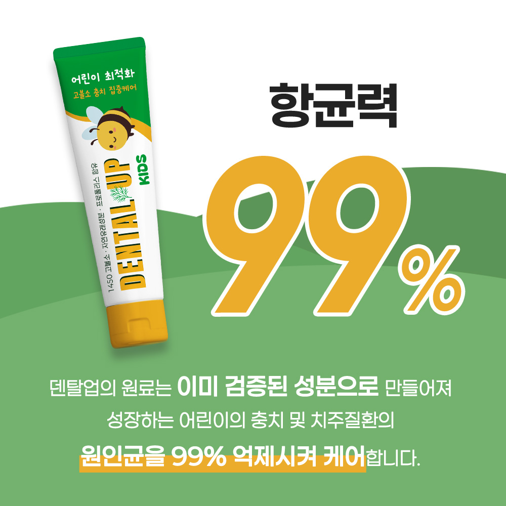 덴탈업키즈 1450고불소 어린이 치약 / 충치집중예방 입냄새제거 잇몸케어 천연허브, 115g, 2개 - 상세 이미지 5