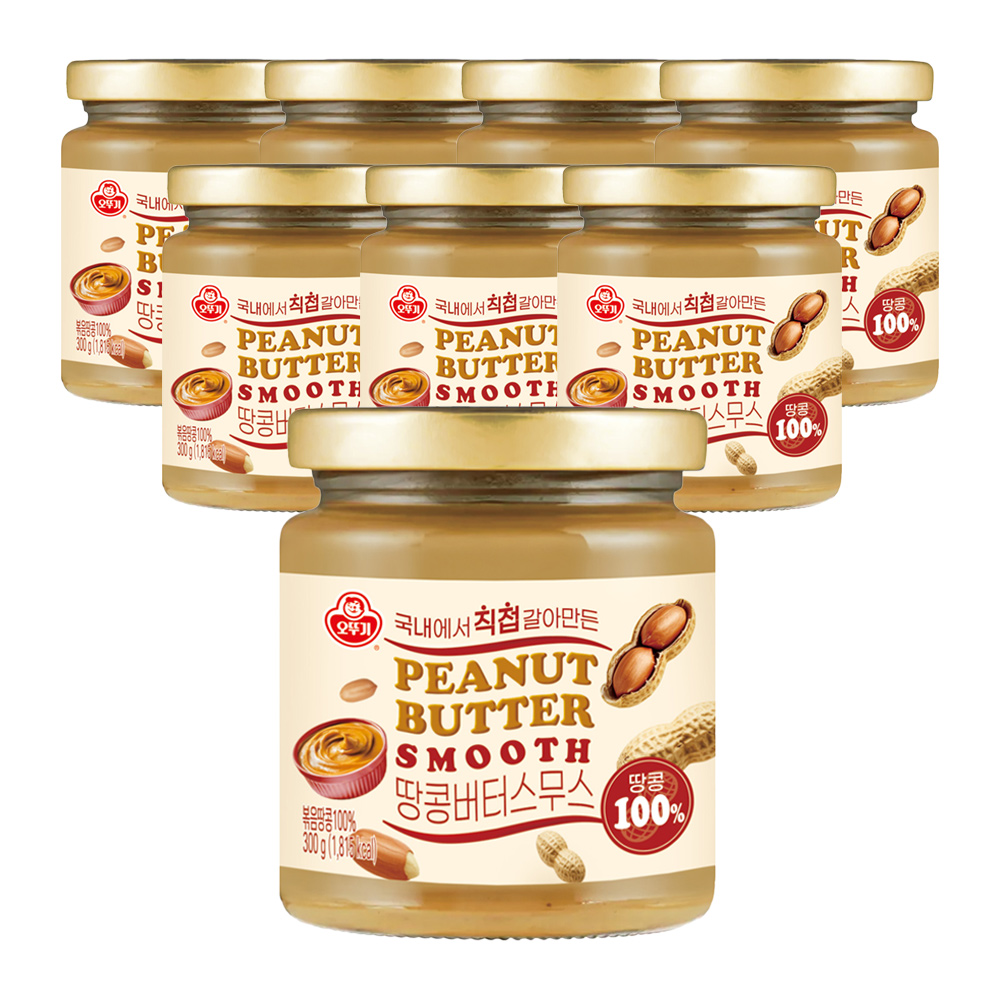 오뚜기 100% 땅콩버터 스무스 300g, 8개 - 상품 이미지