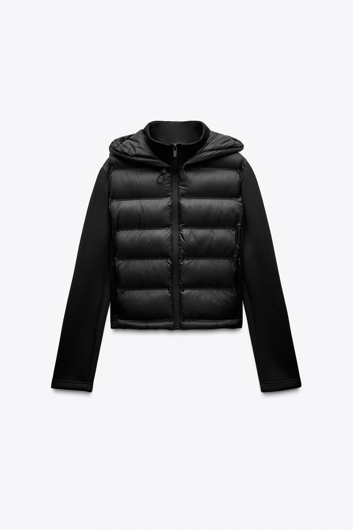 자라 테크니컬 하이넥 집업 패딩 콤비 재킷 4391/810 BLACK - 상품 이미지